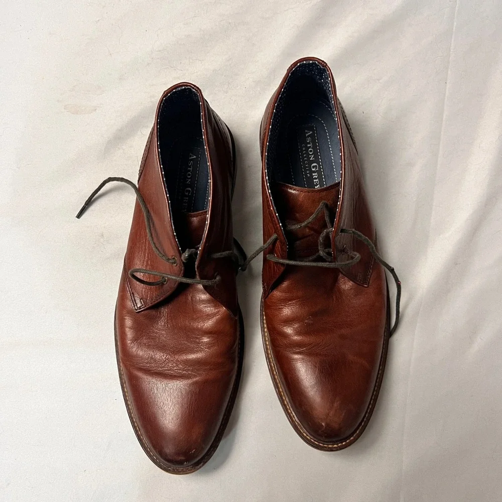 Aston Grey Haroldus Mens 10 Tan Brown‎ Leather Chukka Desert Boots 1006836